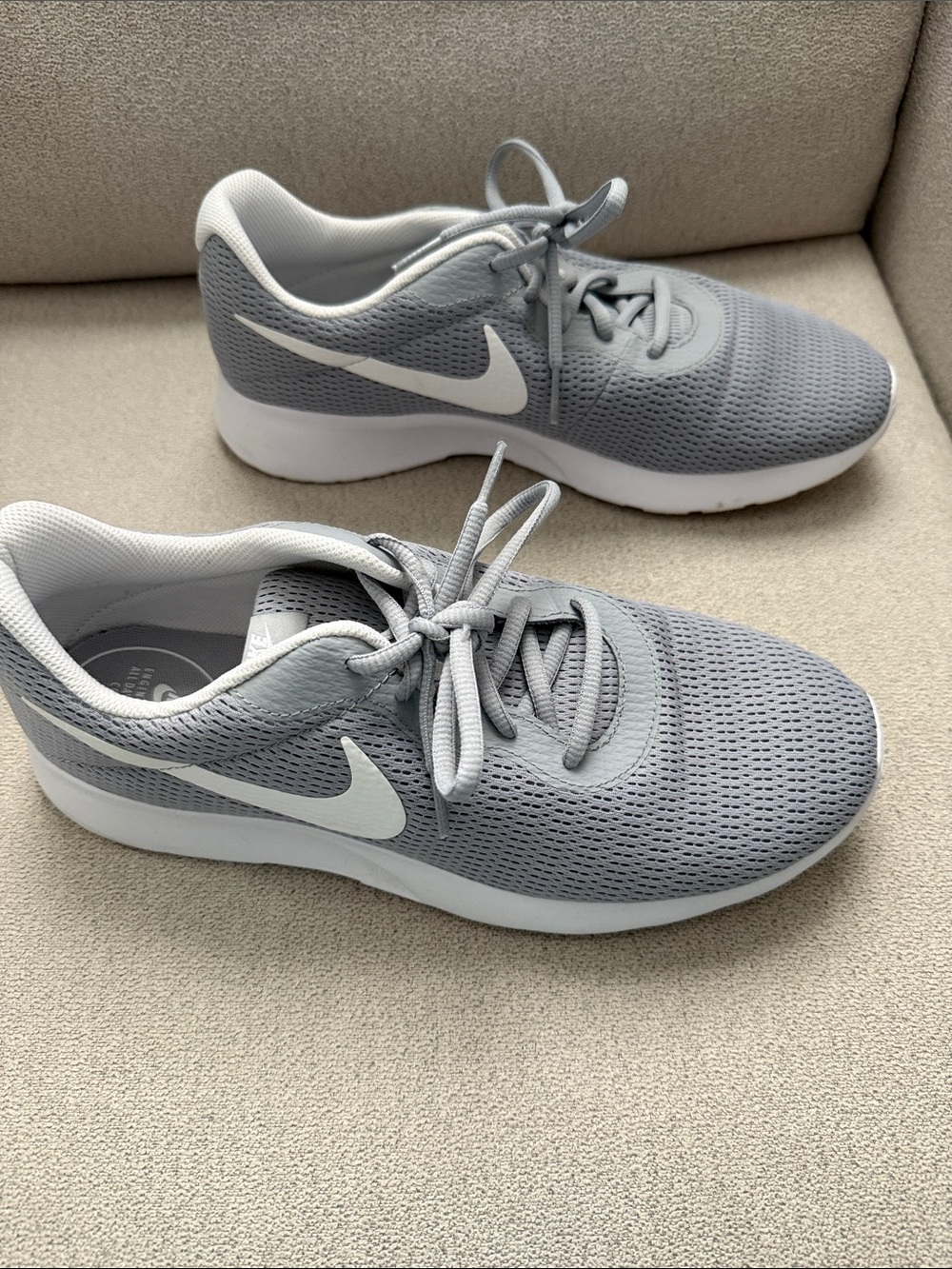 Nike Light Gray and White Mesh Trainers